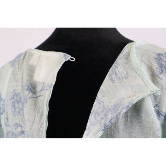 Lauren Conrad Women's Mint Green Floral Print Flowy Bell Sleeve Top Size Medium‎ - Picture 5 of 11